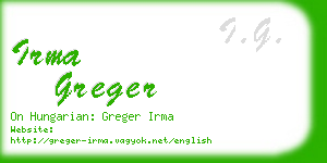 irma greger business card
